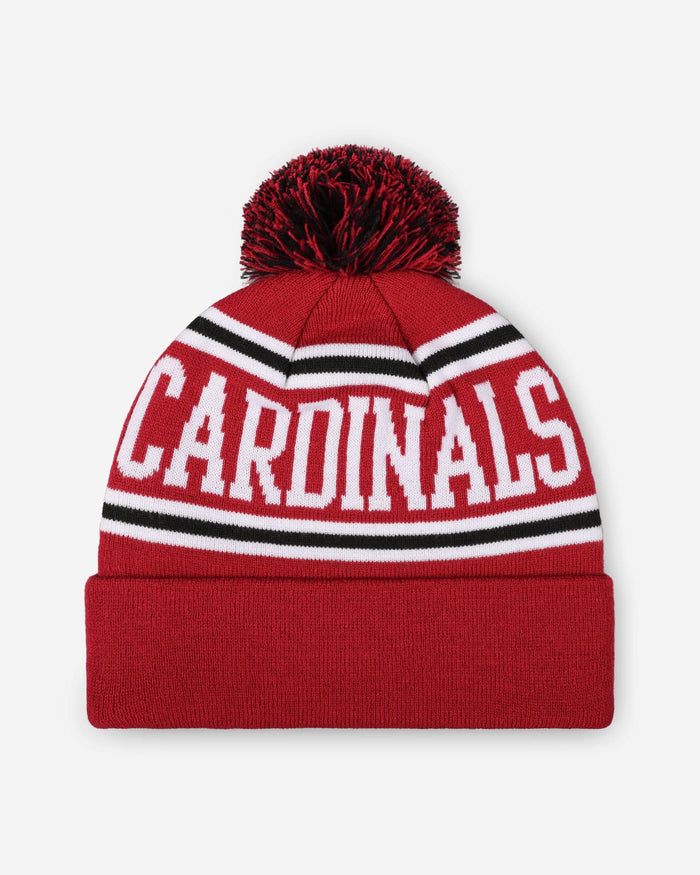 Arizona Cardinals Primary Logo Stripe Pom Beanie FOCO - FOCO.com