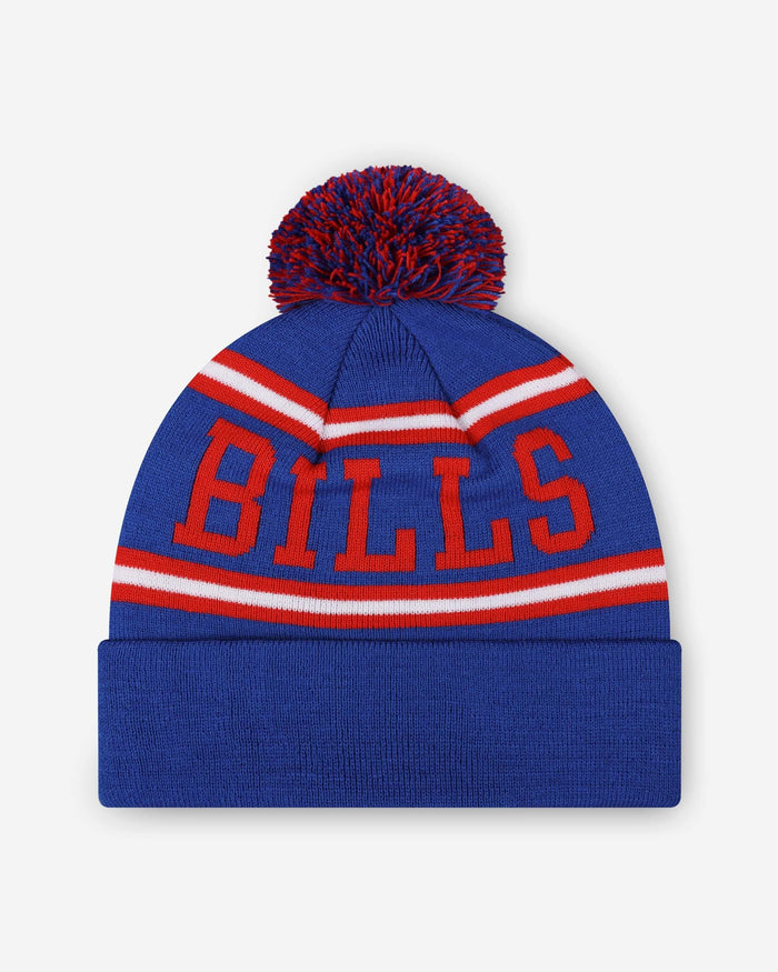 Buffalo Bills Primary Logo Stripe Pom Beanie FOCO - FOCO.com