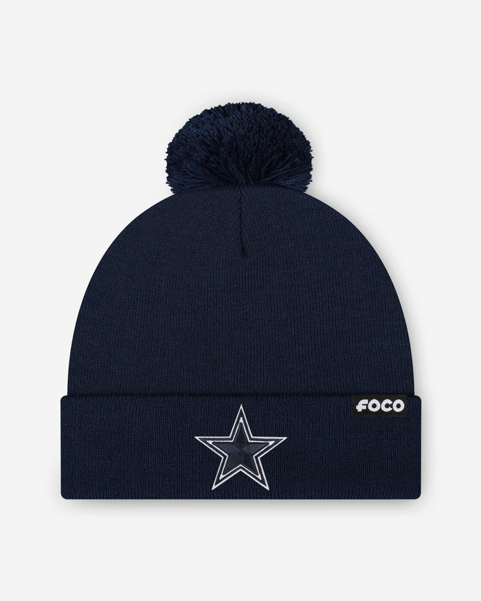 Dallas Cowboys Basic Primary Logo Pom Beanie FOCO Navy - FOCO.com