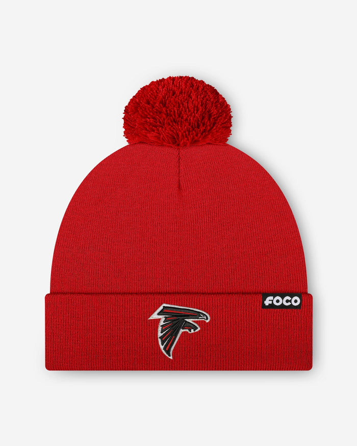 Atlanta Falcons Basic Primary Logo Pom Beanie FOCO Red - FOCO.com