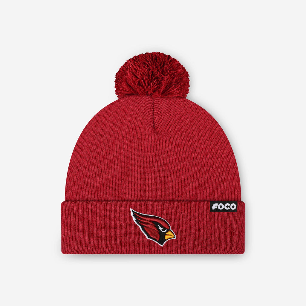 Arizona Cardinals Basic Primary Logo Pom Beanie FOCO - FOCO.com