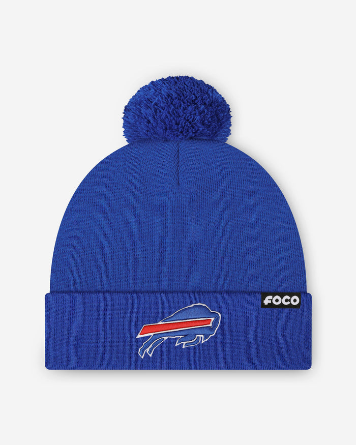 Buffalo Bills Basic Primary Logo Pom Beanie FOCO Royal - FOCO.com