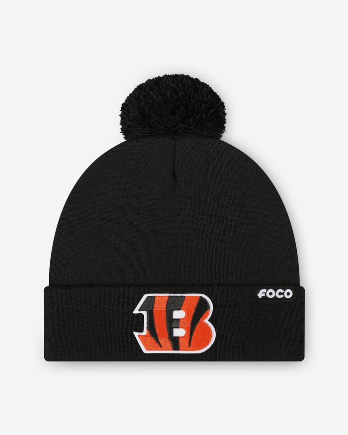 Cincinnati Bengals Basic Primary Logo Pom Beanie FOCO Black - FOCO.com