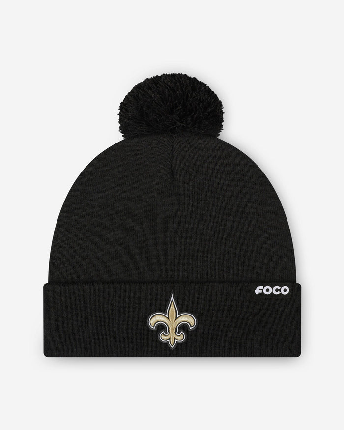 New Orleans Saints Basic Primary Logo Pom Beanie FOCO - FOCO.com