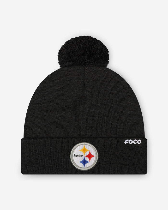 Pittsburgh Steelers Basic Primary Logo Pom Beanie FOCO - FOCO.com