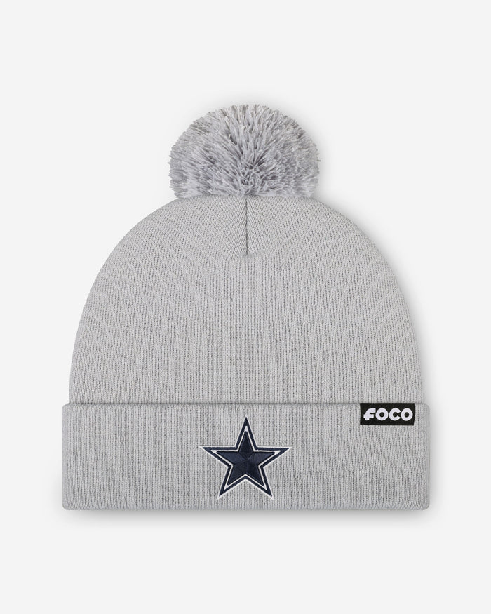 Dallas Cowboys Basic Primary Logo Pom Beanie FOCO Silver - FOCO.com