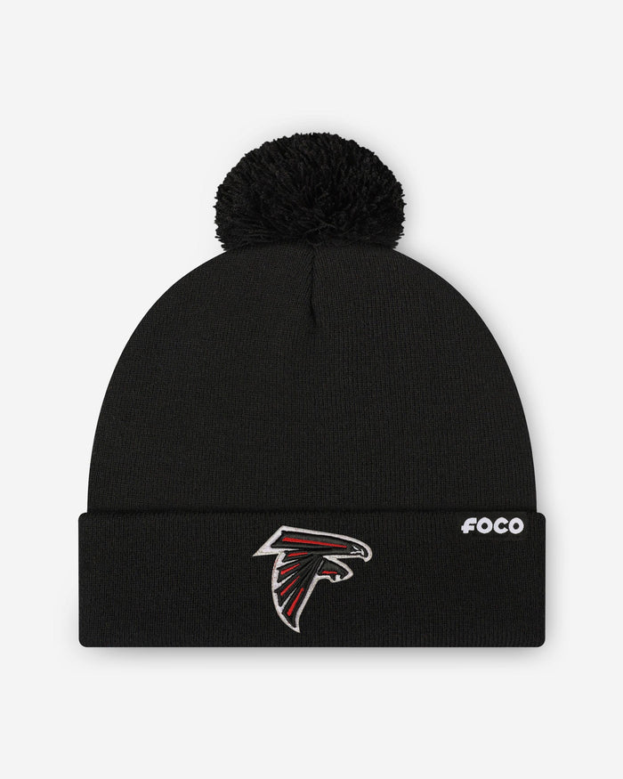 Atlanta Falcons Basic Primary Logo Pom Beanie FOCO Black - FOCO.com