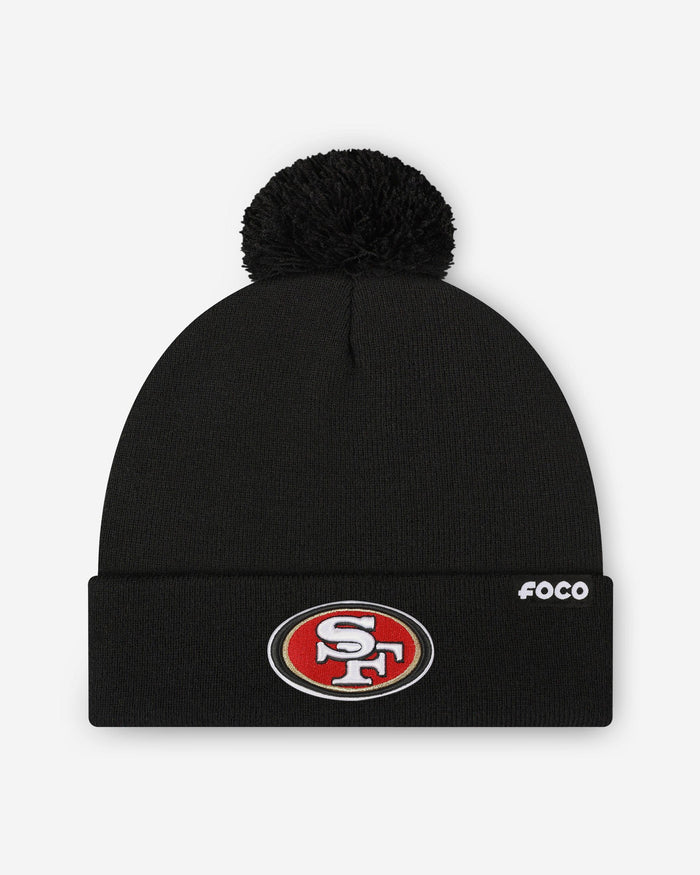 San Francisco 49ers Basic Primary Logo Pom Beanie FOCO Black - FOCO.com