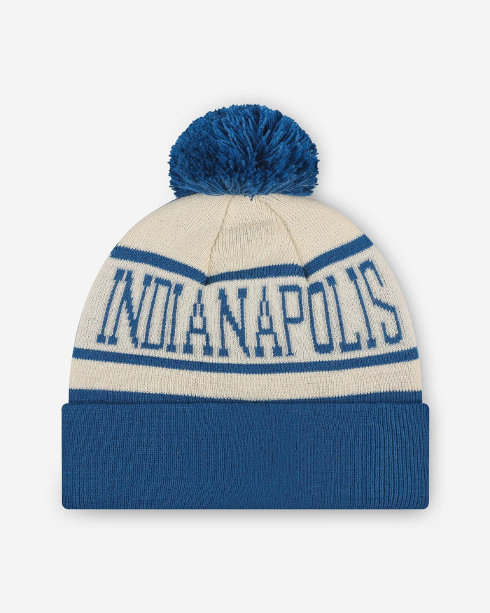Indianapolis Colts Heritage Stripe Primary Logo Pom Beanie FOCO - FOCO.com