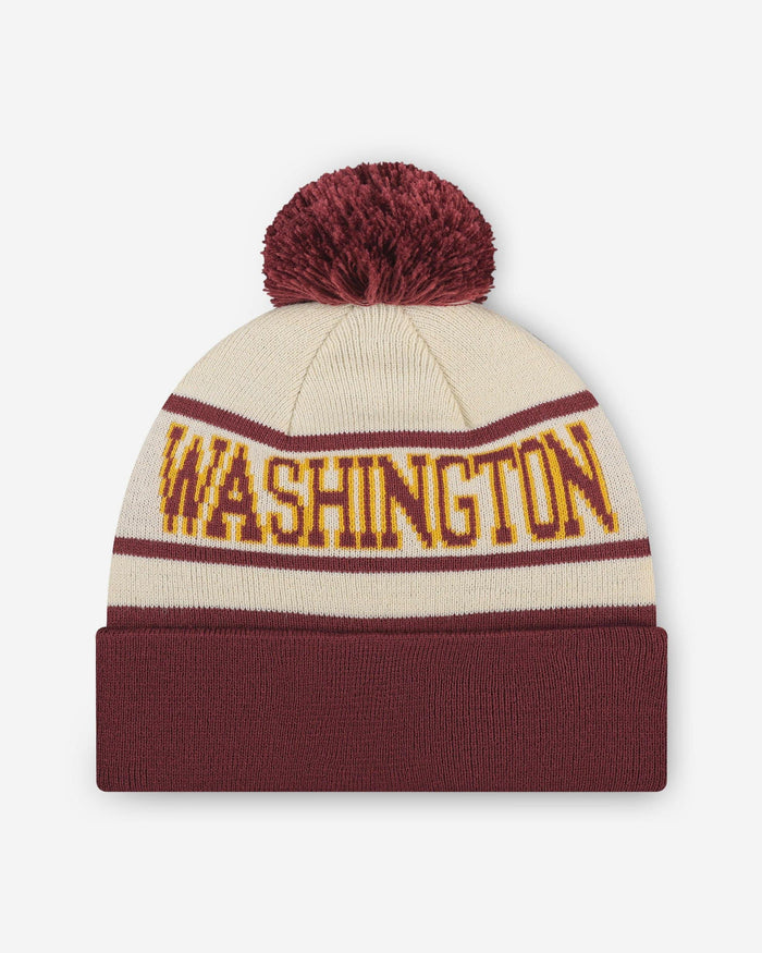 Washington Commanders Heritage Stripe Primary Logo Pom Beanie FOCO - FOCO.com