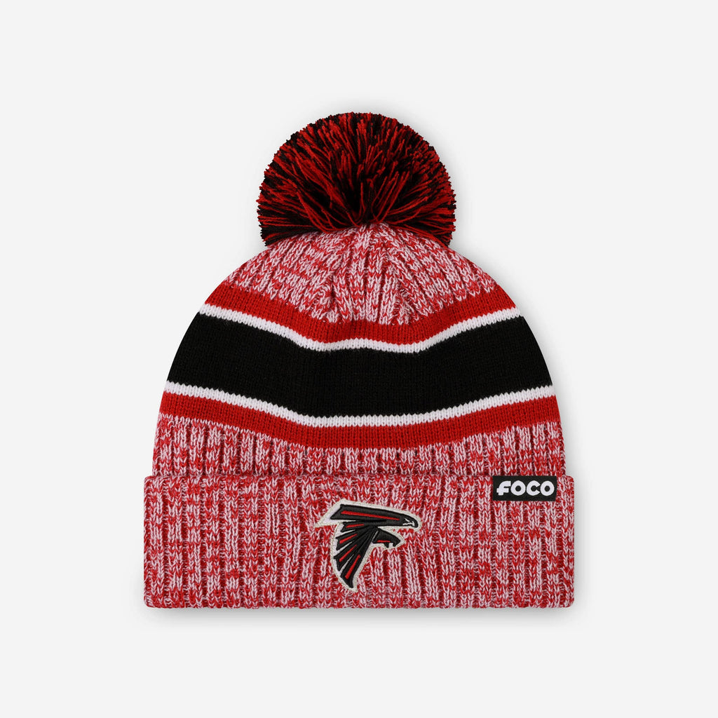 Atlanta Falcons Heather Team Stripe Lined Pom Beanie FOCO - FOCO.com