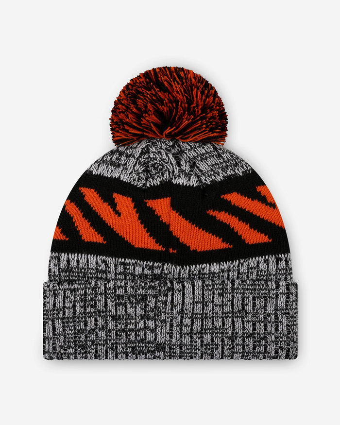 Cincinnati Bengals Heather Team Stripe Lined Pom Beanie FOCO - FOCO.com