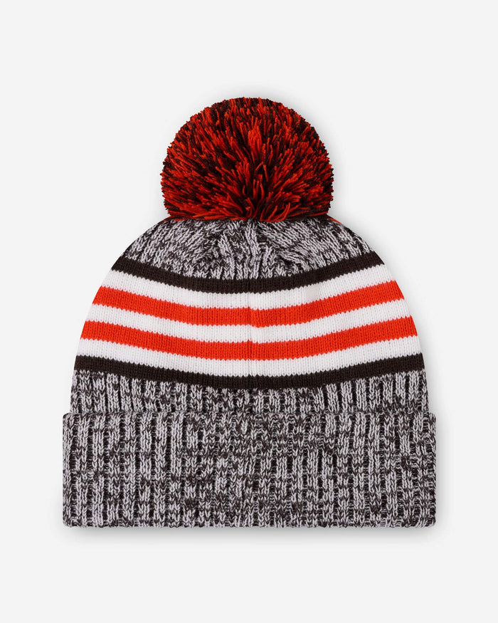 Cleveland Browns Heather Team Stripe Lined Pom Beanie FOCO - FOCO.com