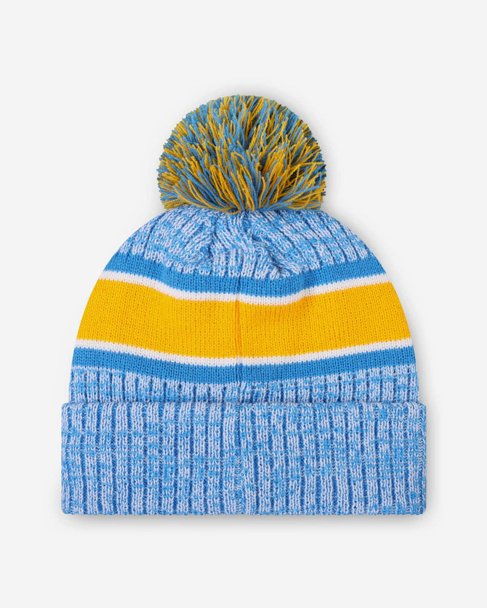 Los Angeles Chargers Heather Team Stripe Lined Pom Beanie FOCO - FOCO.com