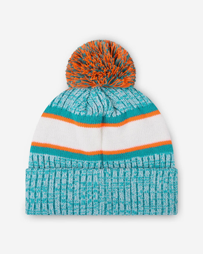 Miami Dolphins Heather Team Stripe Lined Pom Beanie FOCO - FOCO.com