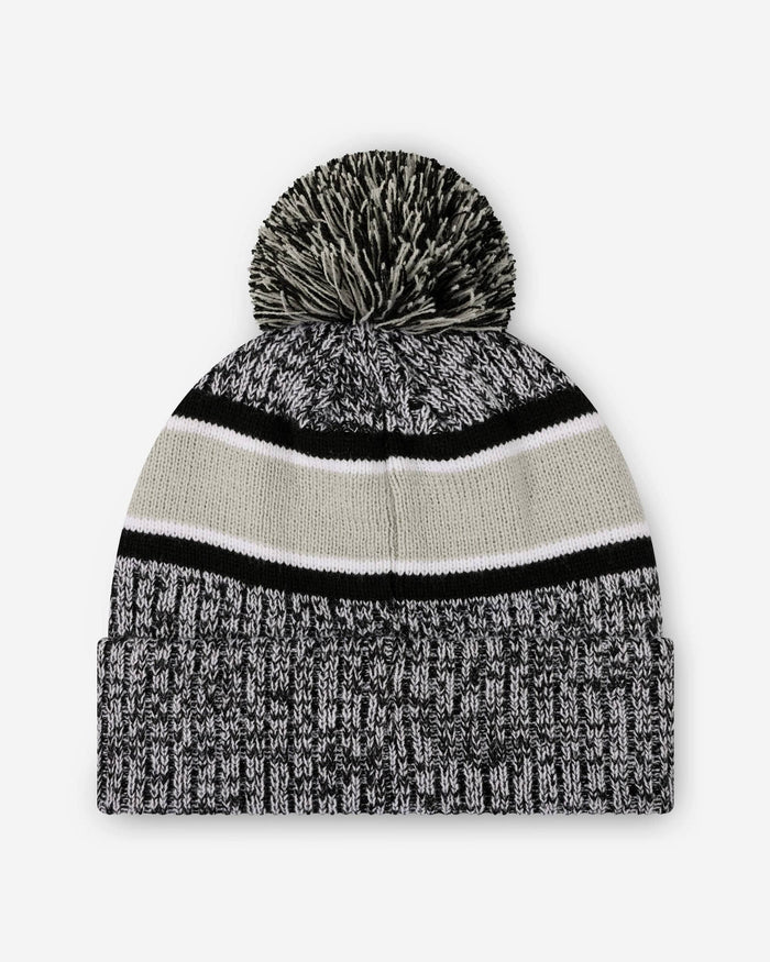 Las Vegas Raiders Heather Team Stripe Lined Pom Beanie FOCO - FOCO.com