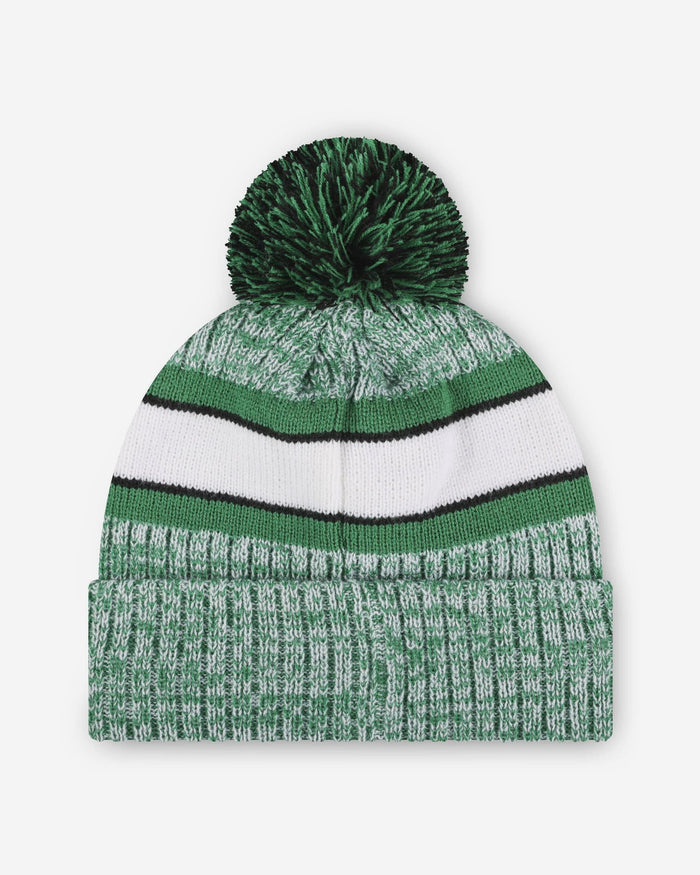 Philadelphia Eagles Kelly Green Heather Team Stripe Lined Pom Beanie FOCO - FOCO.com