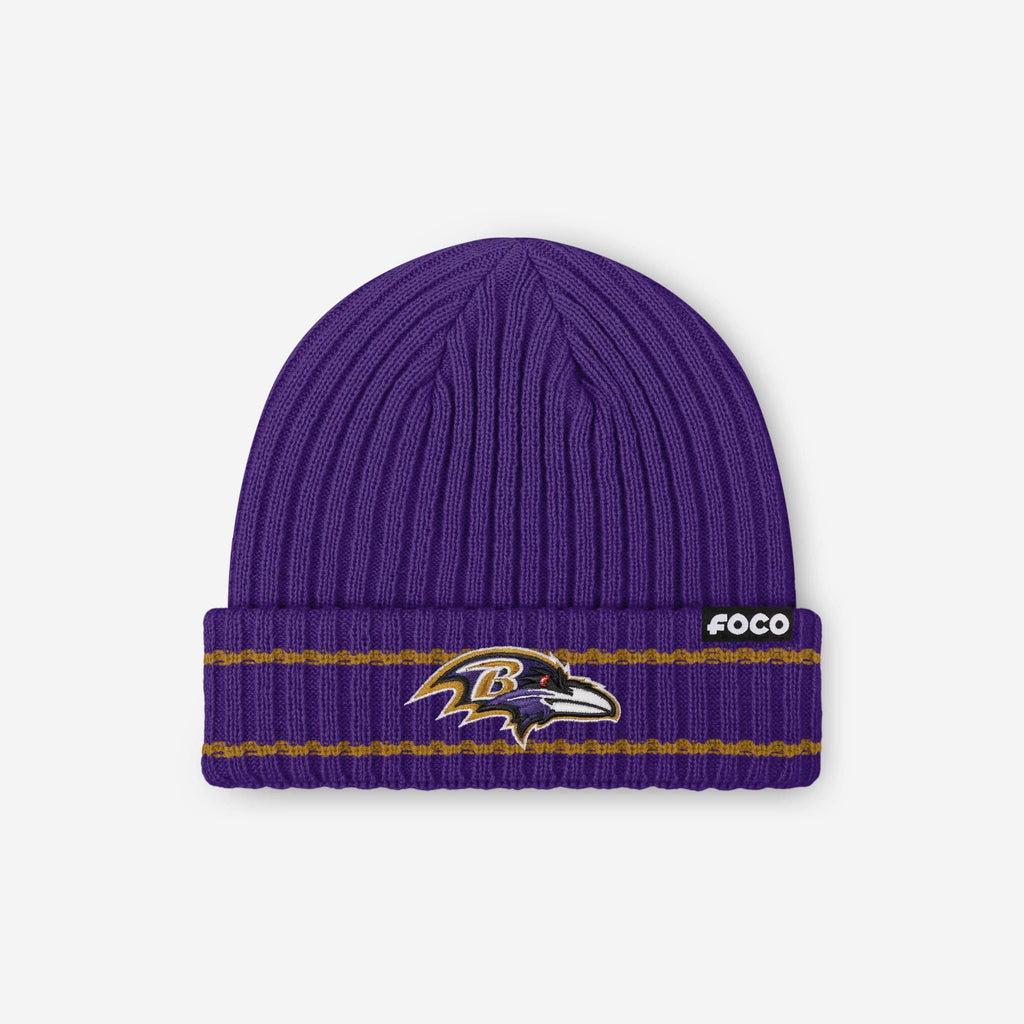 Baltimore Ravens Primary Logo Ribbed Beanie FOCO - FOCO.com