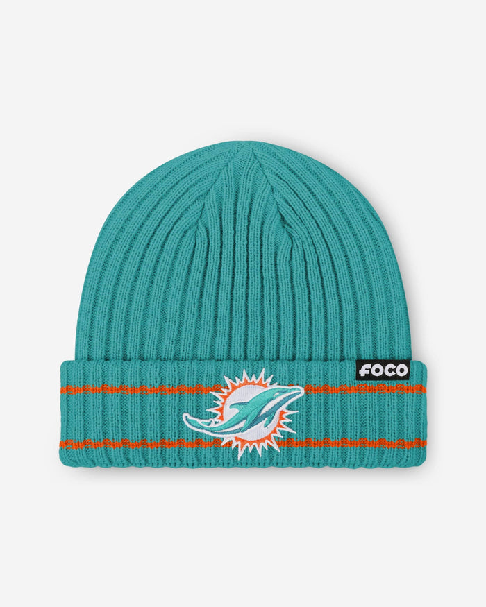 Miami Dolphins Primary Logo Ribbed Beanie FOCO - FOCO.com