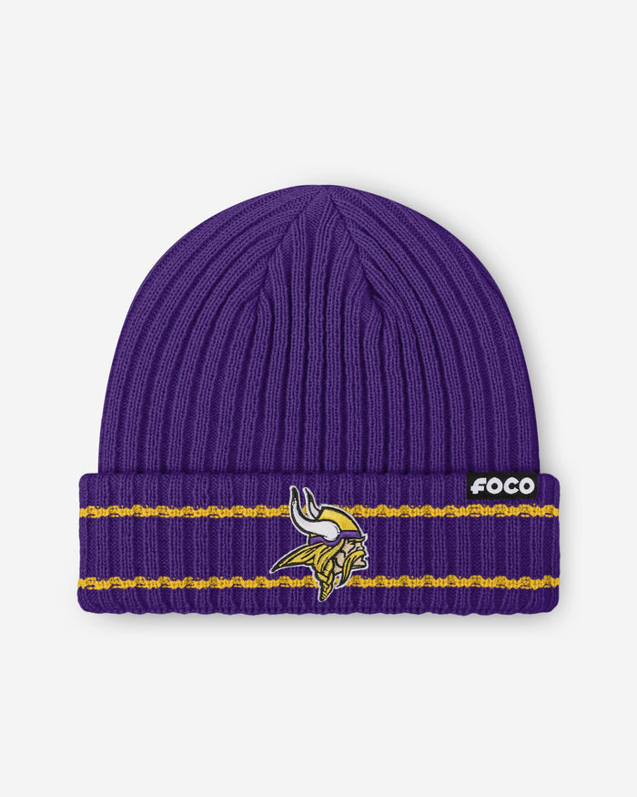 Minnesota Vikings Primary Logo Ribbed Beanie FOCO - FOCO.com