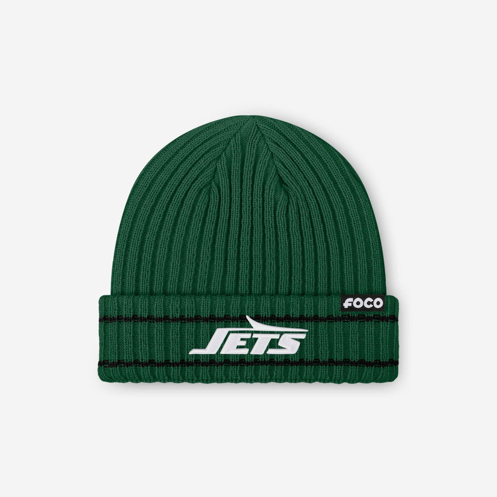 New York Jets Primary Logo Ribbed Beanie FOCO - FOCO.com