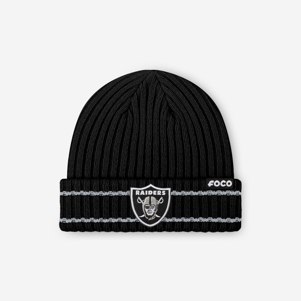 Las Vegas Raiders Primary Logo Ribbed Beanie FOCO - FOCO.com