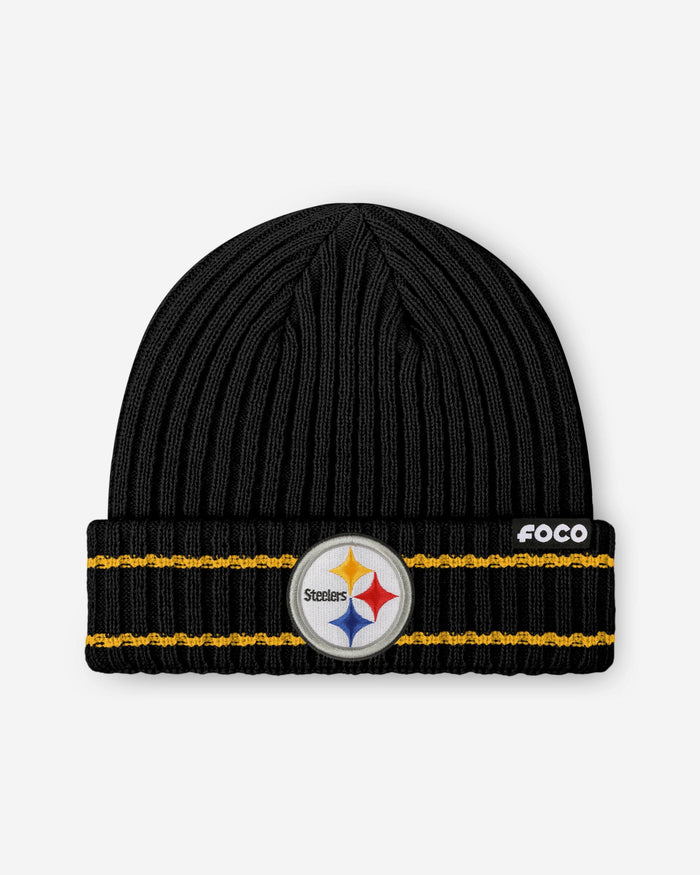 Pittsburgh Steelers Primary Logo Ribbed Beanie FOCO - FOCO.com