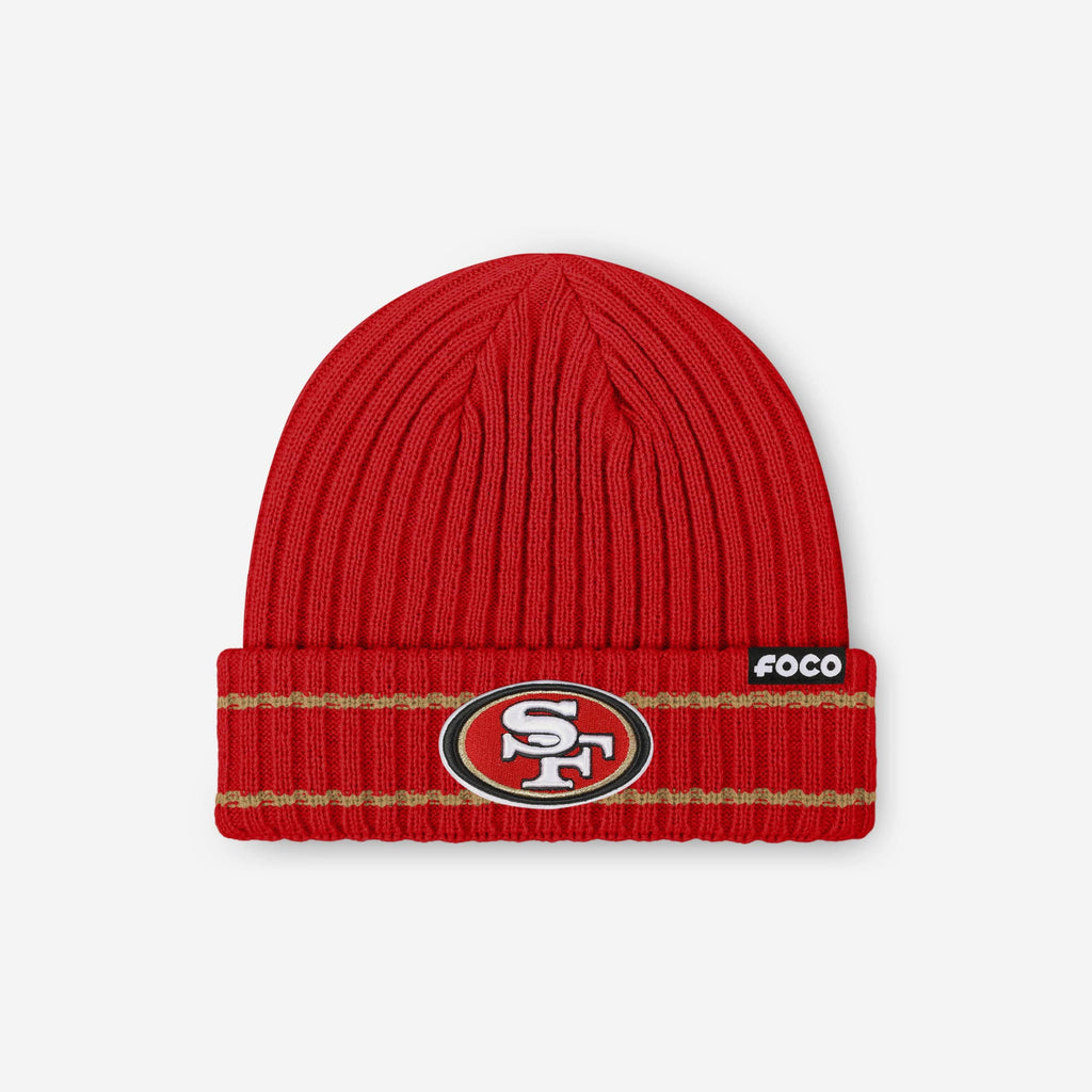 San Francisco 49ers Primary Logo Ribbed Beanie FOCO - FOCO.com