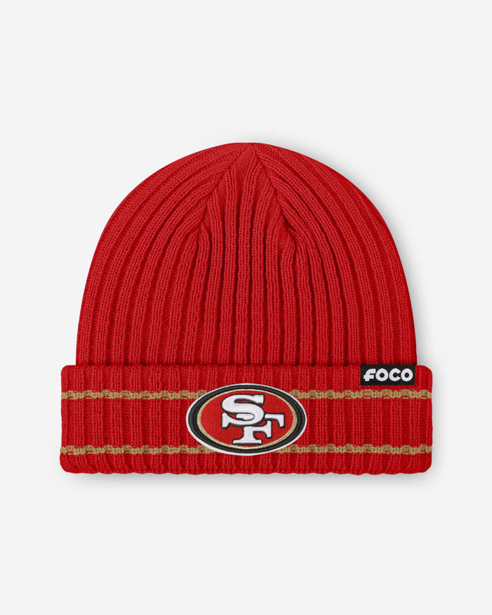 San Francisco 49ers Primary Logo Ribbed Beanie FOCO - FOCO.com