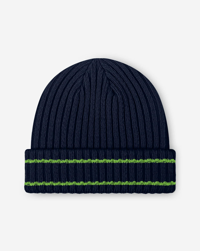 Seattle Seahawks Primary Logo Ribbed Beanie FOCO - FOCO.com