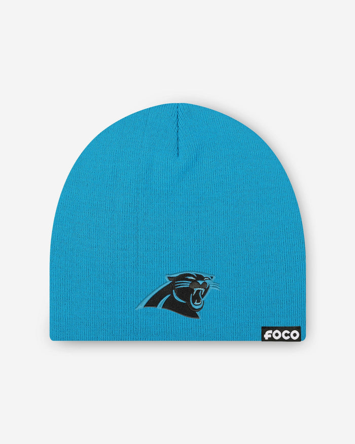 Carolina Panthers Basic Primary Logo Skull Beanie FOCO - FOCO.com