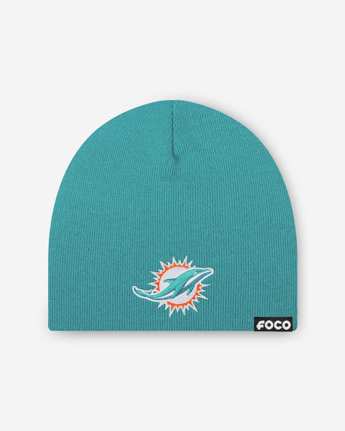 Miami Dolphins Basic Primary Logo Skull Beanie FOCO - FOCO.com