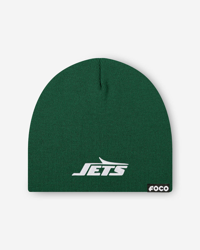 New York Jets Basic Primary Logo Skull Beanie FOCO - FOCO.com