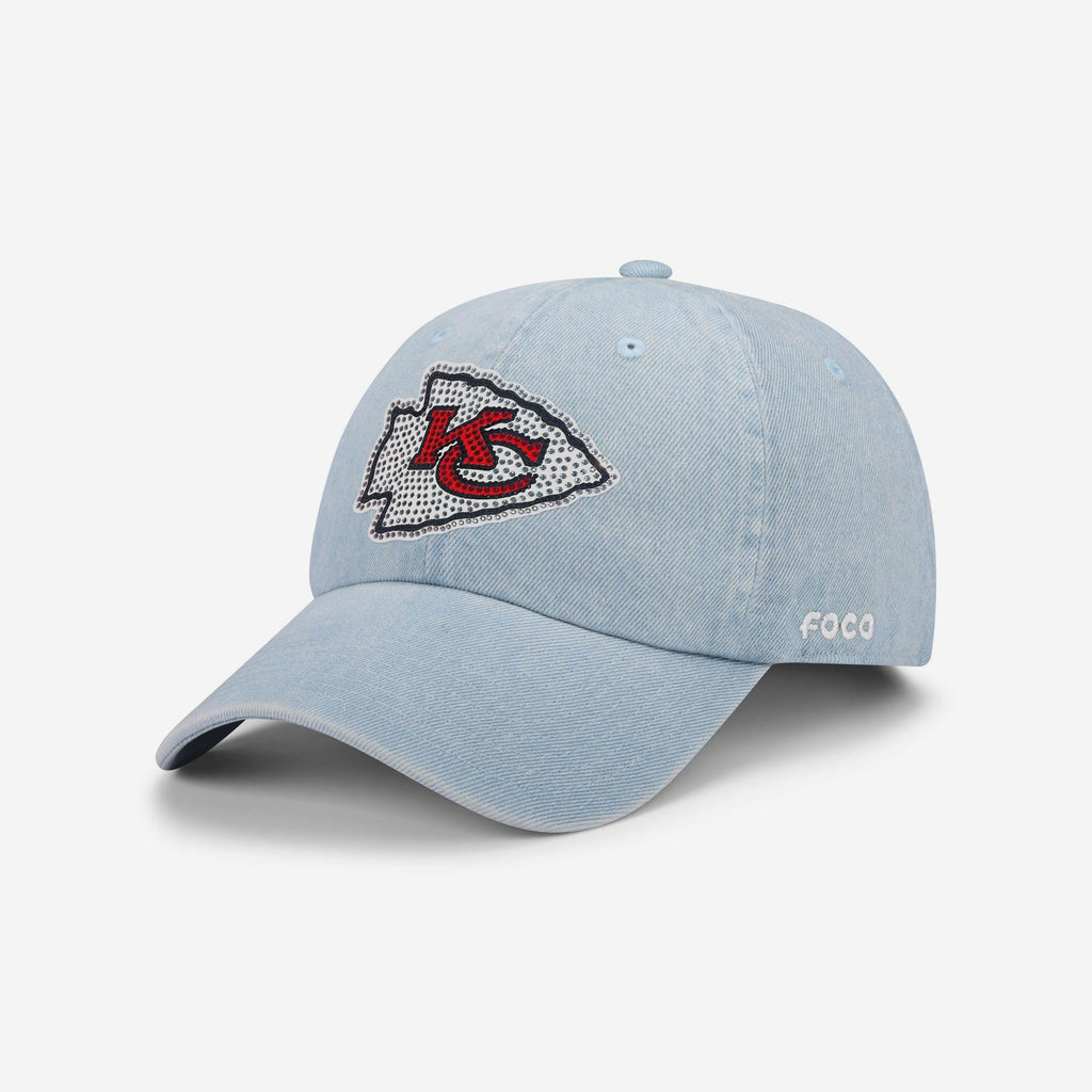 Kansas City Chiefs Rhinestone Logo Denim Casual Cap FOCO - FOCO.com
