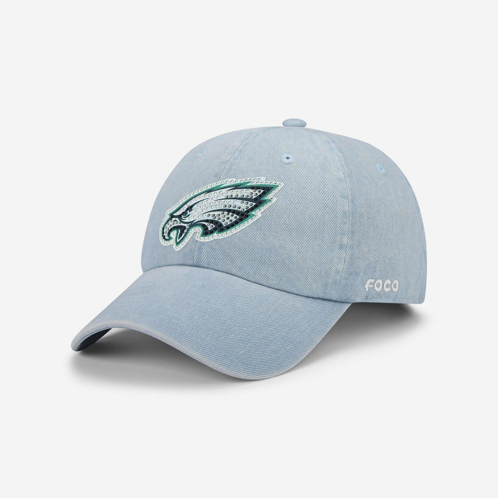 Philadelphia Eagles Rhinestone Logo Denim Casual Cap FOCO - FOCO.com