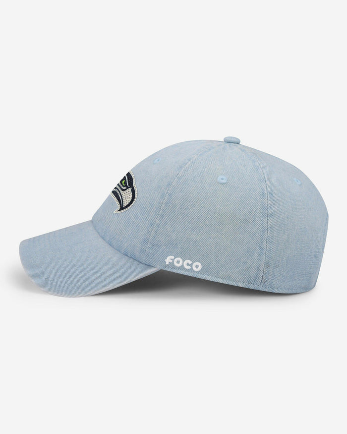 Seattle Seahawks Rhinestone Logo Denim Casual Cap FOCO - FOCO.com