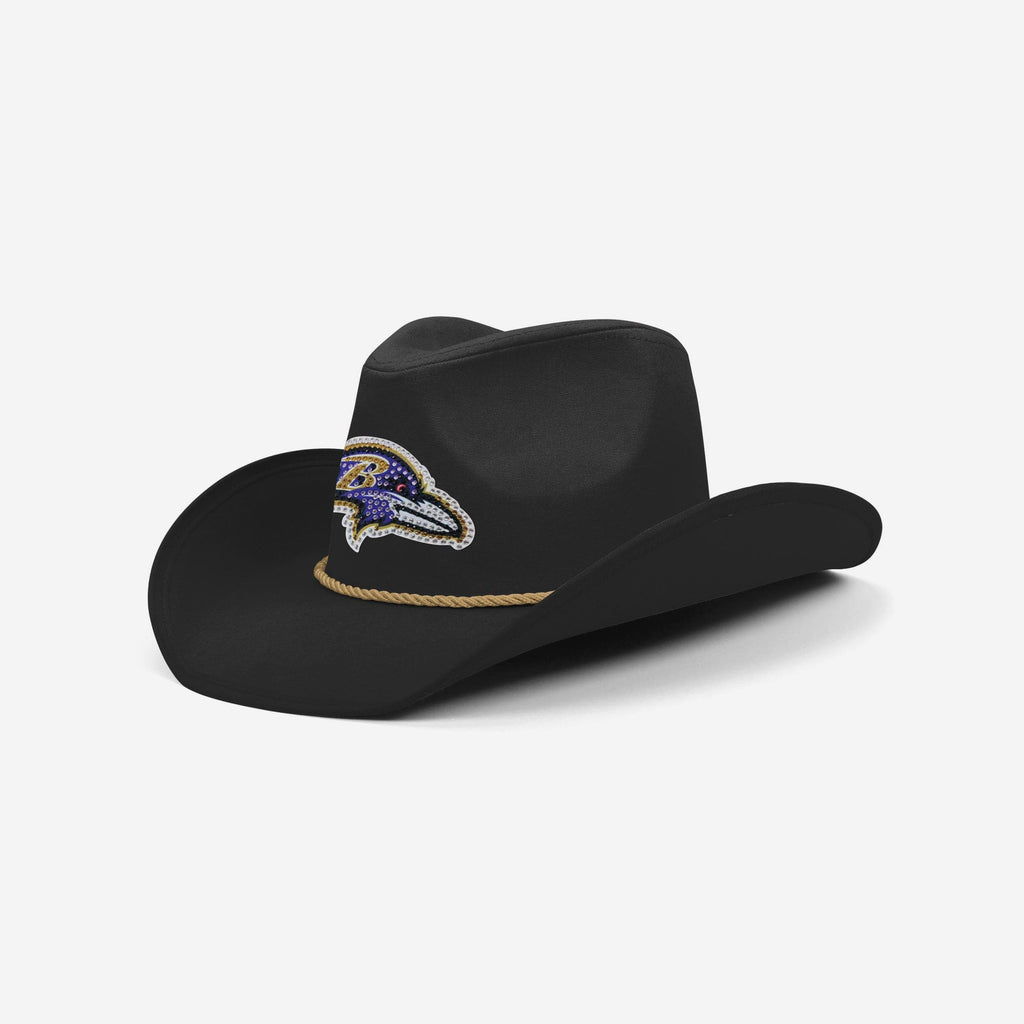 Baltimore Ravens Black Rhinestone Logo Cowboy Hat FOCO - FOCO.com