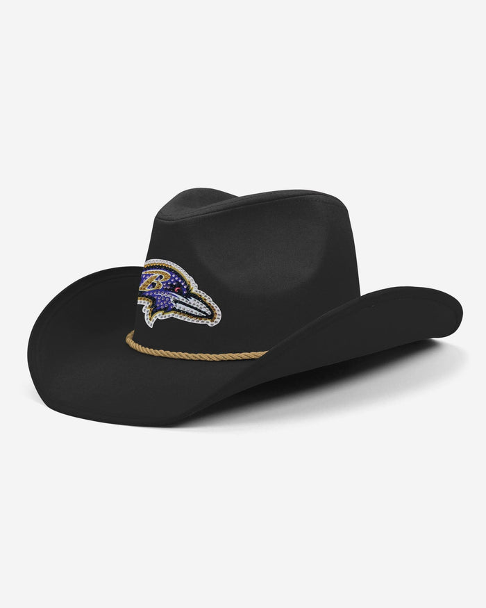 Baltimore Ravens Black Rhinestone Logo Cowboy Hat FOCO - FOCO.com