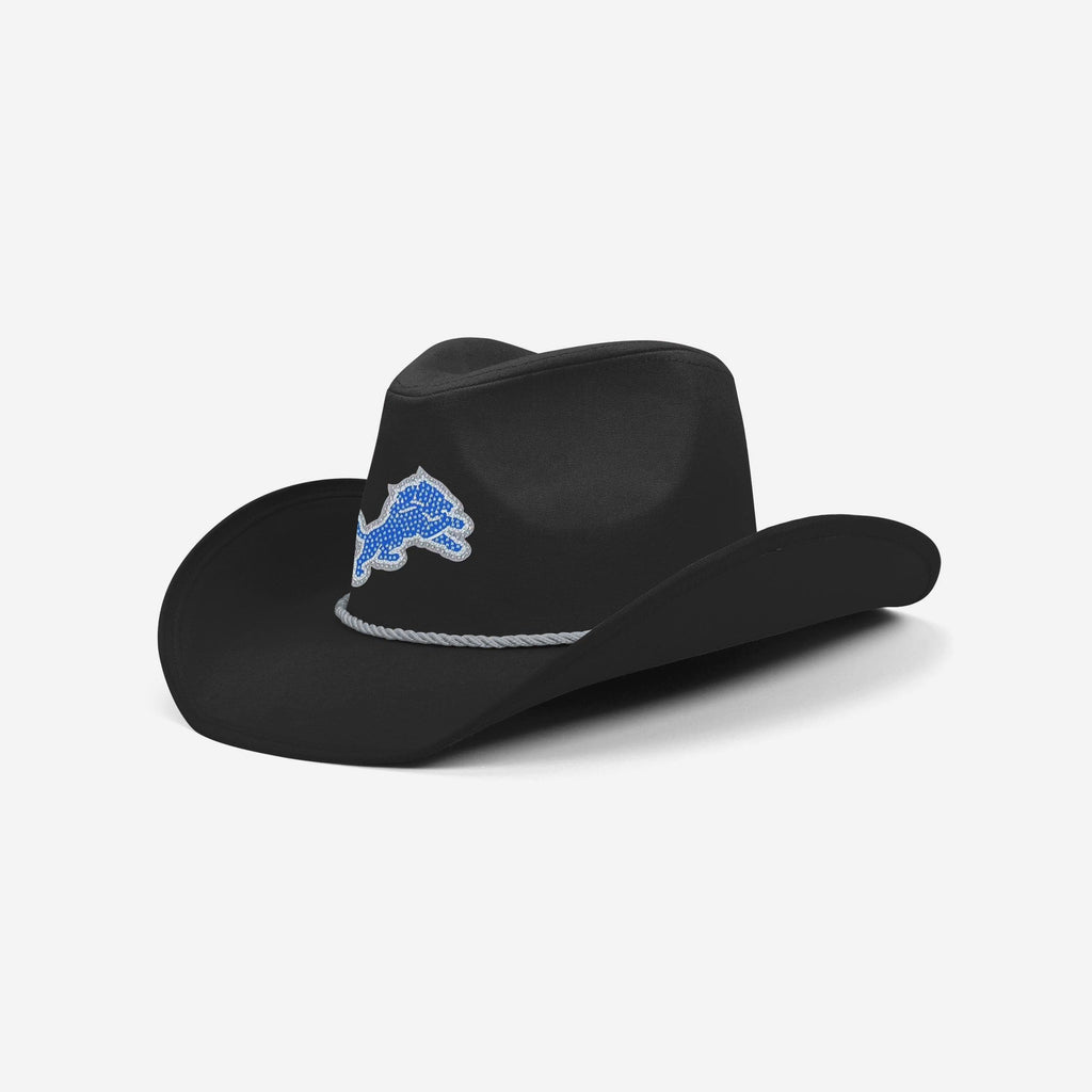 Detroit Lions Black Rhinestone Logo Cowboy Hat FOCO - FOCO.com