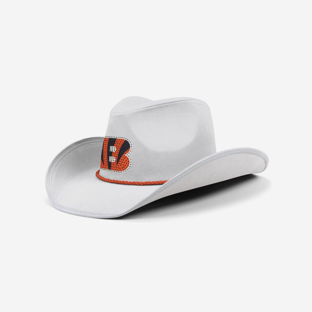 Cincinnati Bengals White Rhinestone Logo Cowboy Hat FOCO - FOCO.com