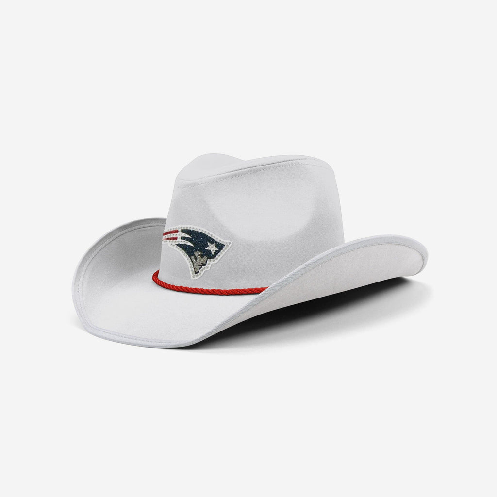 New England Patriots White Rhinestone Logo Cowboy Hat FOCO - FOCO.com