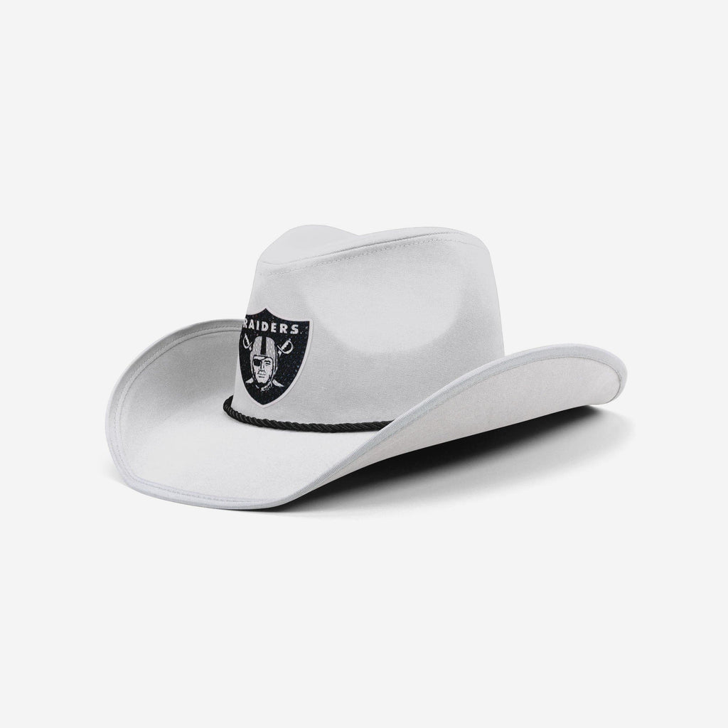 Las Vegas Raiders White Rhinestone Logo Cowboy Hat FOCO - FOCO.com