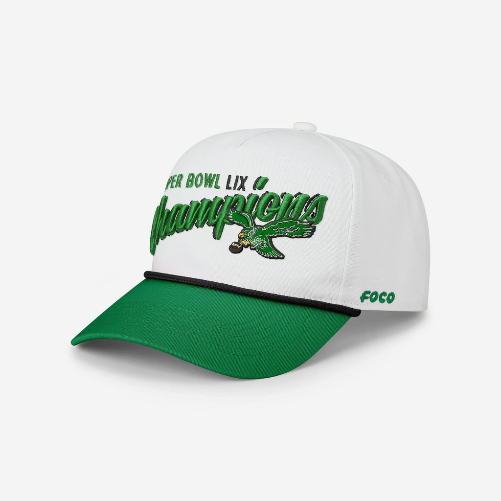 Philadelphia Eagles Super Bowl LIX Champions Retro Monty Script Marquee RF Cap FOCO - FOCO.com