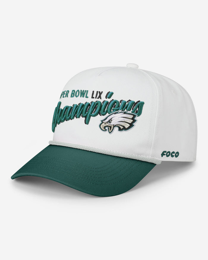 Philadelphia Eagles Super Bowl LIX Champions Monty Script Marquee RF Cap FOCO - FOCO.com