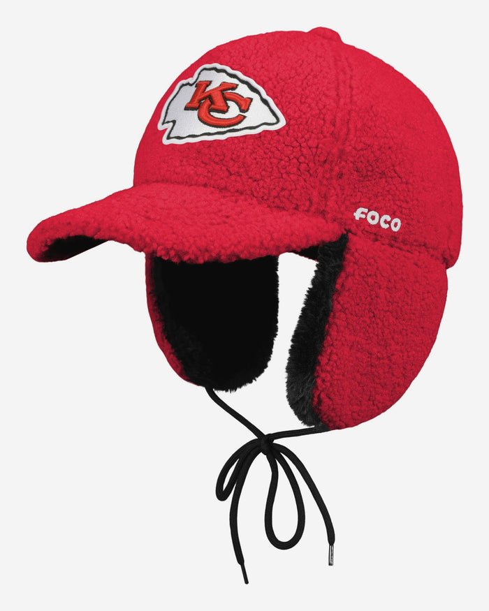 Kansas City Chiefs Sherpa Trapper Cap FOCO - FOCO.com
