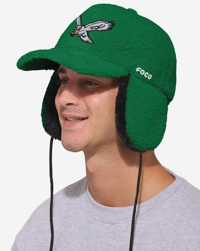Philadelphia Eagles Kelly Green Sherpa Trapper Cap FOCO - FOCO.com