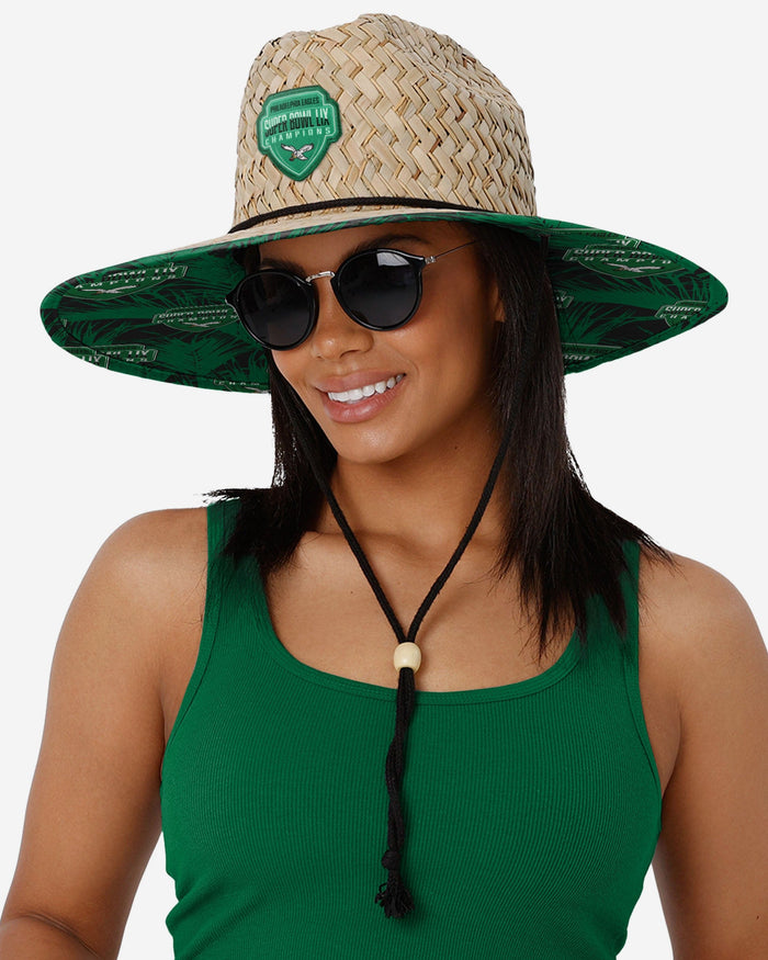 Philadelphia Eagles Super Bowl LIX Champions Kelly Green Straw Hat FOCO - FOCO.com