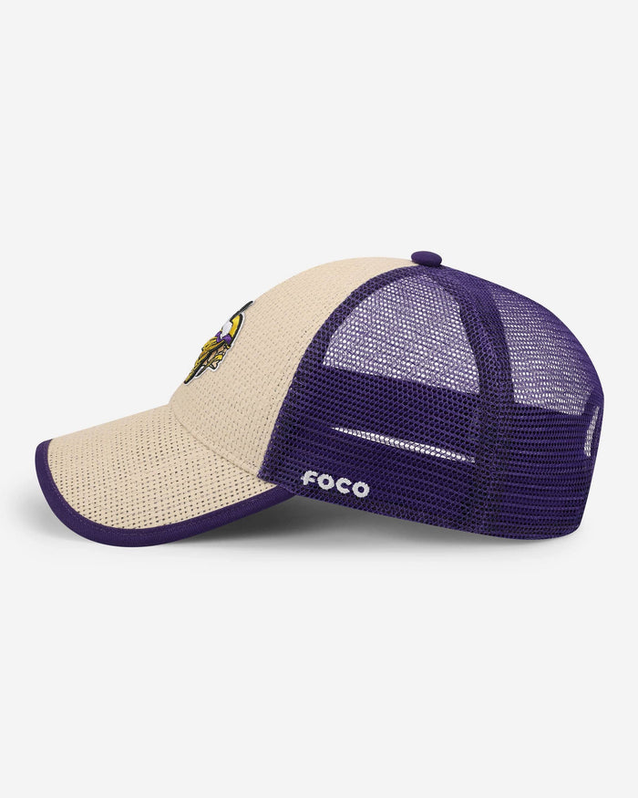 Minnesota Vikings Straw Trucker Cap FOCO - FOCO.com
