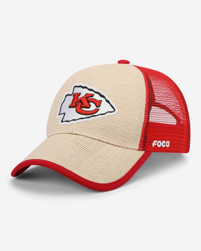Kansas City Chiefs Straw Trucker Cap FOCO - FOCO.com