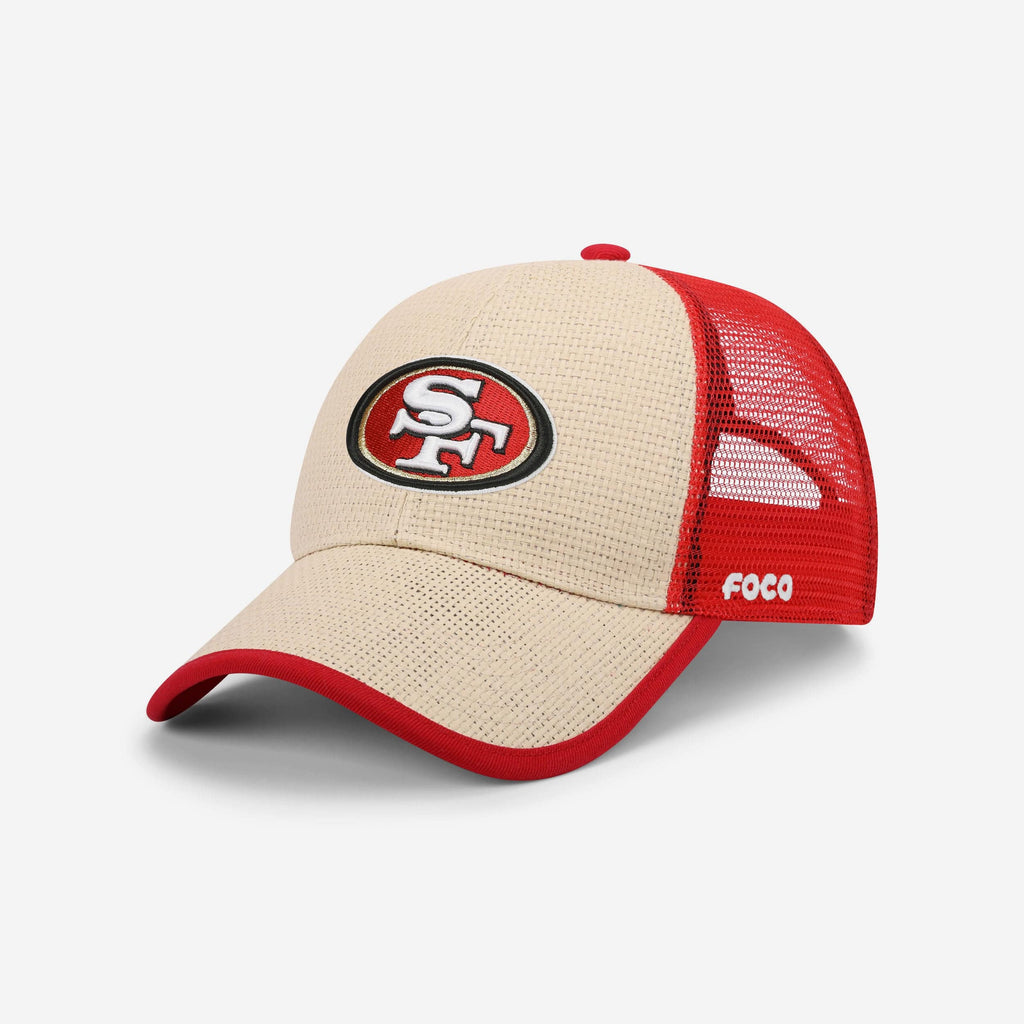 San Francisco 49ers Straw Trucker Cap FOCO - FOCO.com